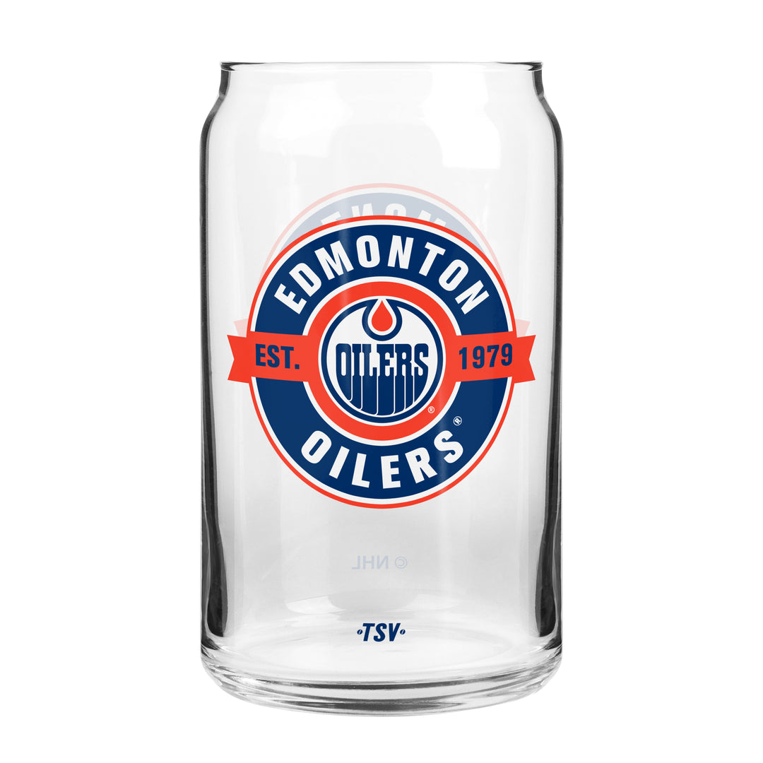 Edmonton Oilers Coffee Label 16 oz Can Glass