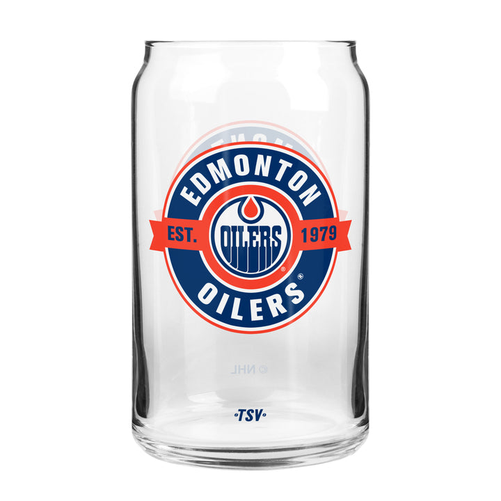 Edmonton Oilers Coffee Label 16 oz Can Glass