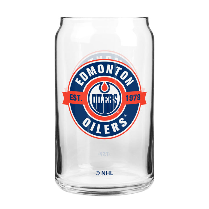Edmonton Oilers Coffee Label 16 oz Can Glass