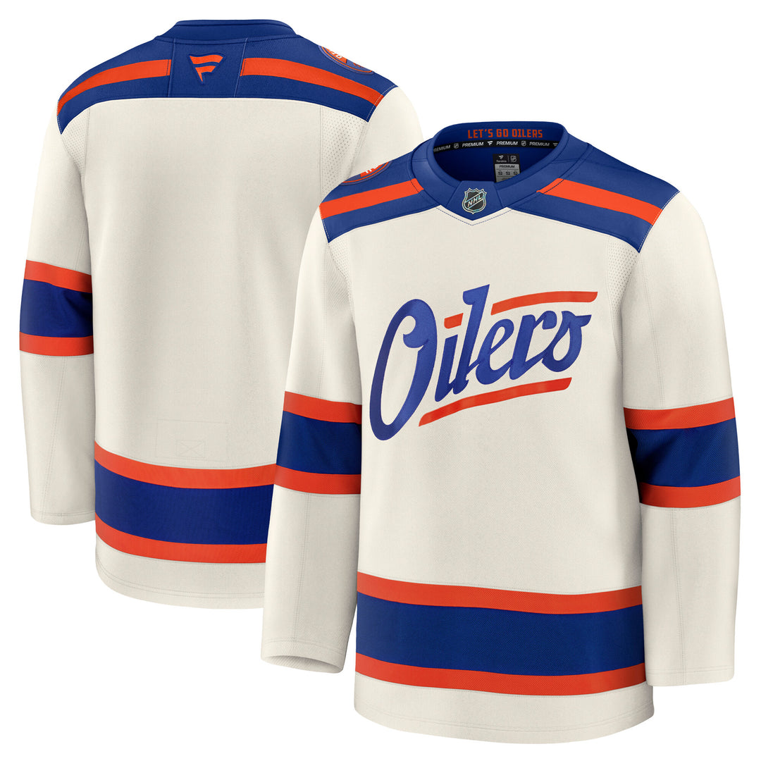Edmonton Oilers Fanatics Blank Premium Cream Alternate Jersey