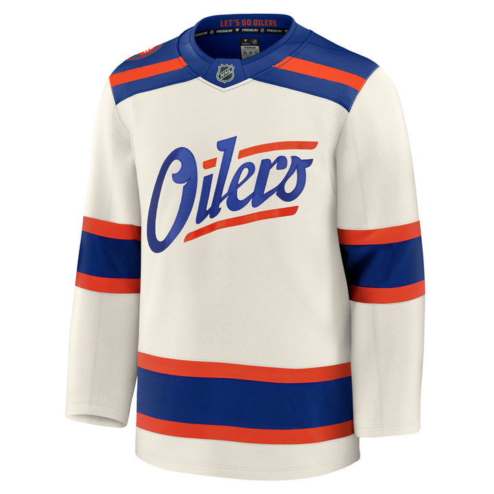 Edmonton Oilers Fanatics Blank Premium Cream Alternate Jersey