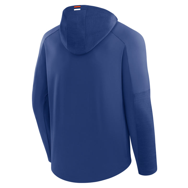 Edmonton Oilers Fanatics Blue Poly Hooded Long Sleeve Shirt