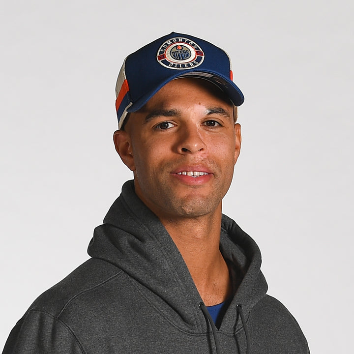 Edmonton Oilers Fanatics Blue Prestige 5-Panel A-Frame Mesh Snapback Hat