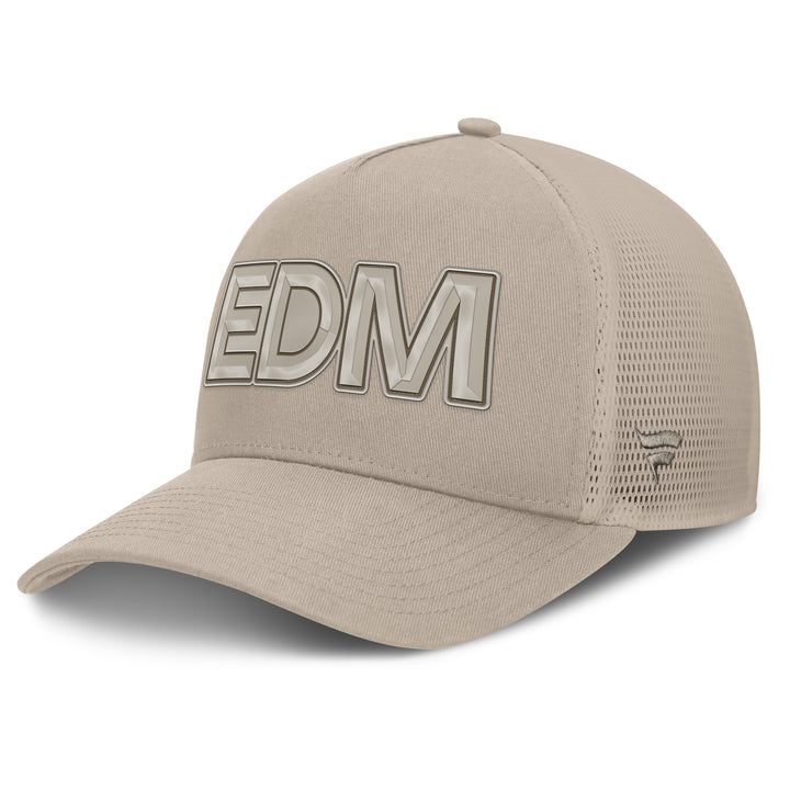 Edmonton Oilers Fanatics Cream 2025-26 Authentic Pro Road 3 A-Frame Mesh Snapback Hat