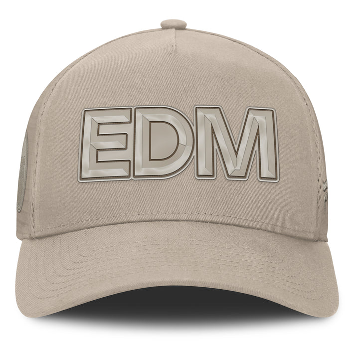 Edmonton Oilers Fanatics Cream 2025-26 Authentic Pro Road 3 A-Frame Mesh Snapback Hat