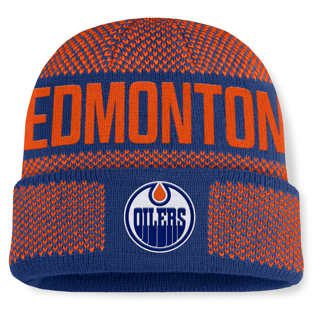 Edmonton Oilers Fanatics Cream & Blue Shelter Cuffed Toque