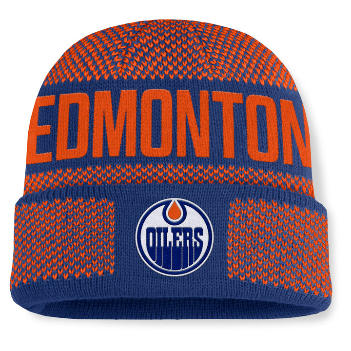 Edmonton Oilers Fanatics Cream & Blue Shelter Cuffed Toque