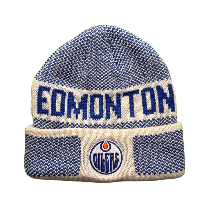 Edmonton Oilers Fanatics Cream & Blue Shelter Cuffed Toque