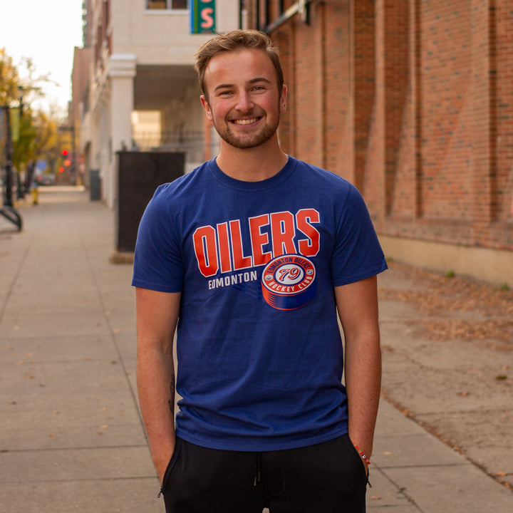 Edmonton Oilers Fanatics Fundamentals Biscuit Blue T-Shirt