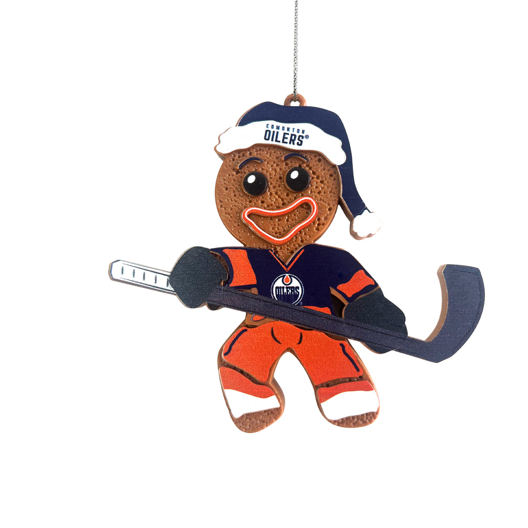 Edmonton Oilers Gingerbread Man In Uniform Ornament