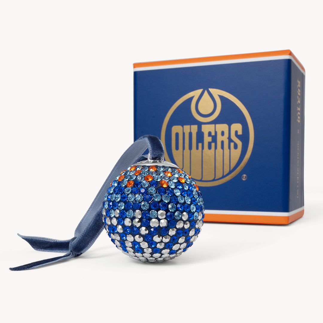 Edmonton Oilers Hillberg & Berk Fade Sparkle Ball Ornament