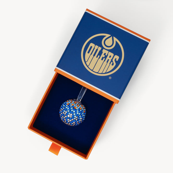 Edmonton Oilers Hillberg & Berk Fade Sparkle Ball Ornament