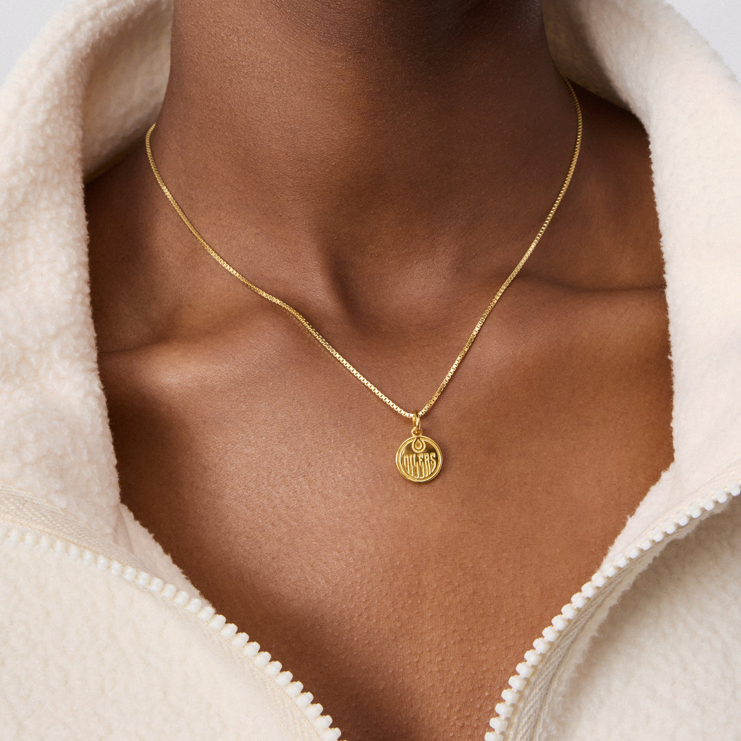 Edmonton Oilers Hillberg & Berk Gold Medallion Necklace