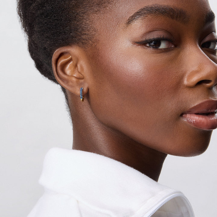 Edmonton Oilers Hillberg & Berk Navy Always On Sparkle Hoop Earrings