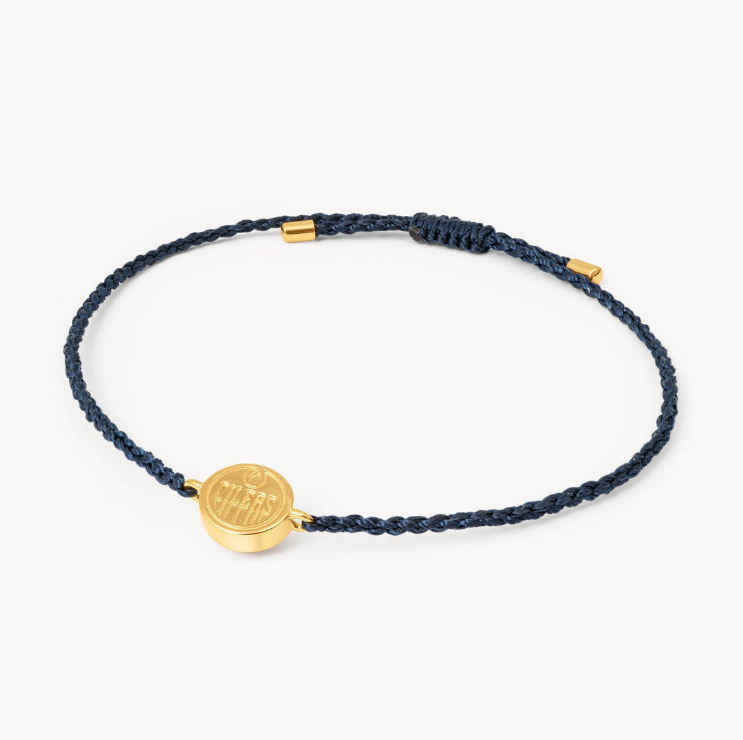 Edmonton Oilers Hillberg & Berk Navy Reversible Corded Sparkle Bracelet