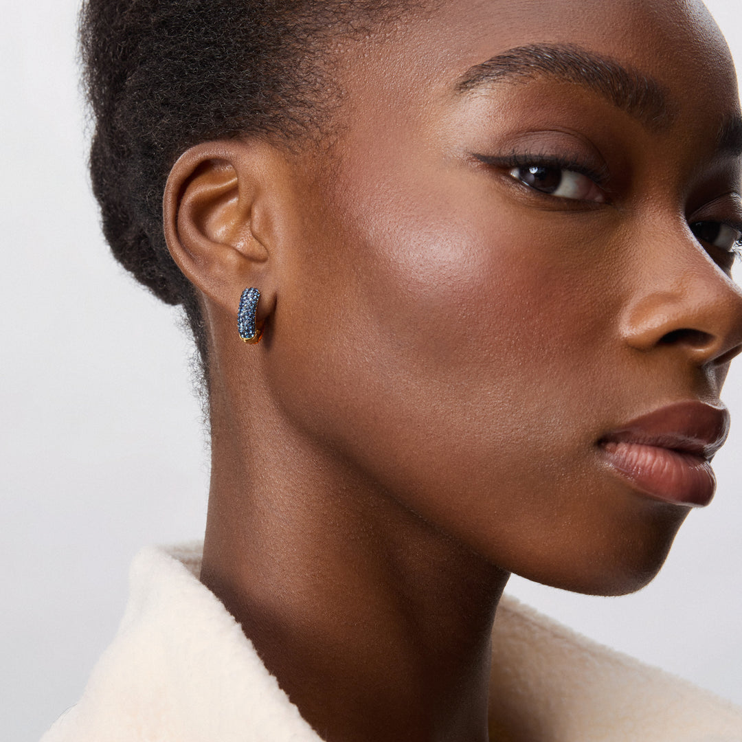 Edmonton Oilers Hillberg & Berk Navy & Orange Sparkle Reversible Hoop Earrings