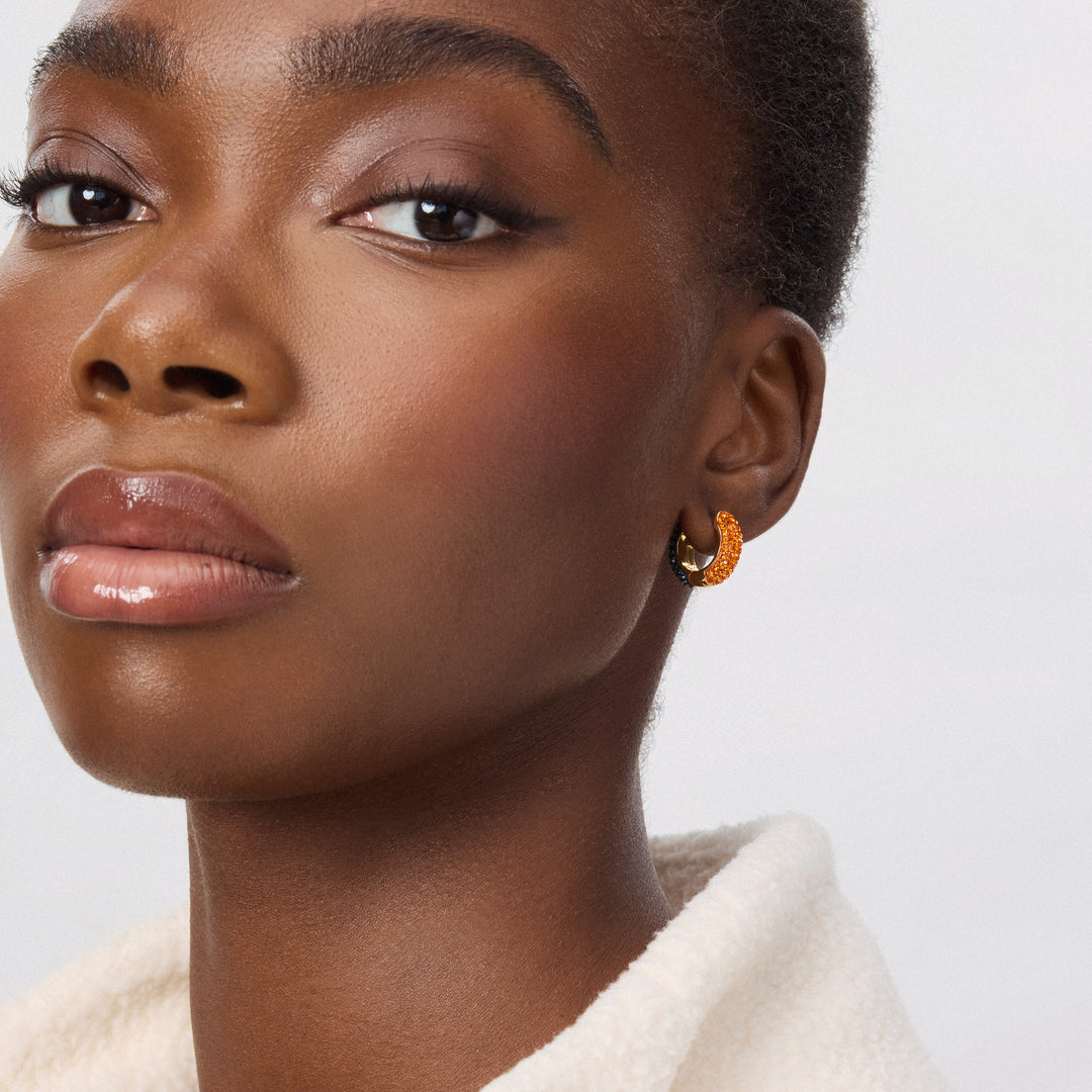 Edmonton Oilers Hillberg & Berk Navy & Orange Sparkle Reversible Hoop Earrings