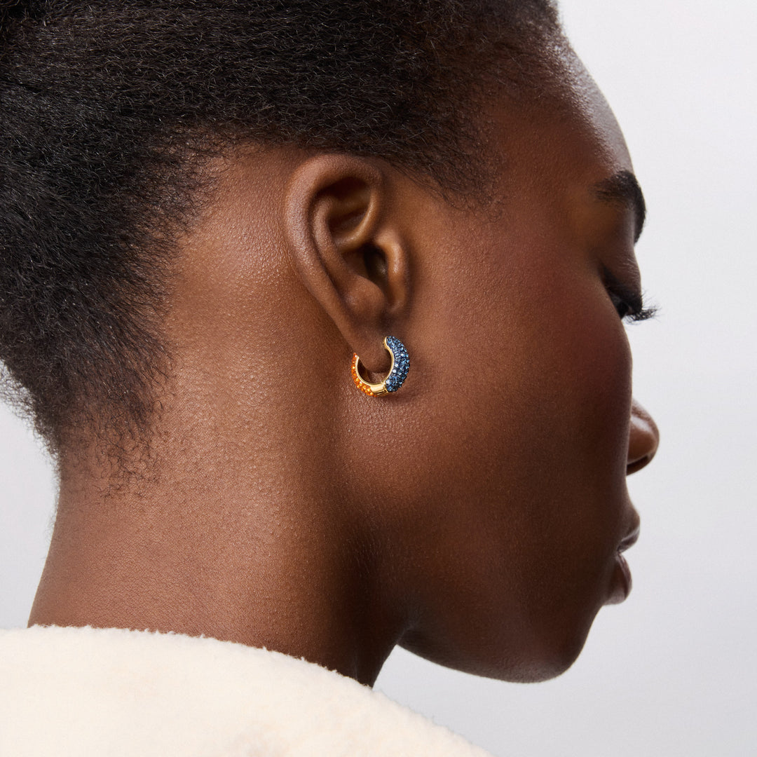 Edmonton Oilers Hillberg & Berk Navy & Orange Sparkle Reversible Hoop Earrings