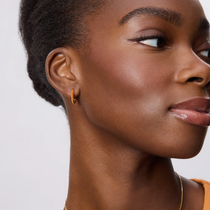 Edmonton Oilers Hillberg & Berk Orange Always On Sparkle Hoop Earrings