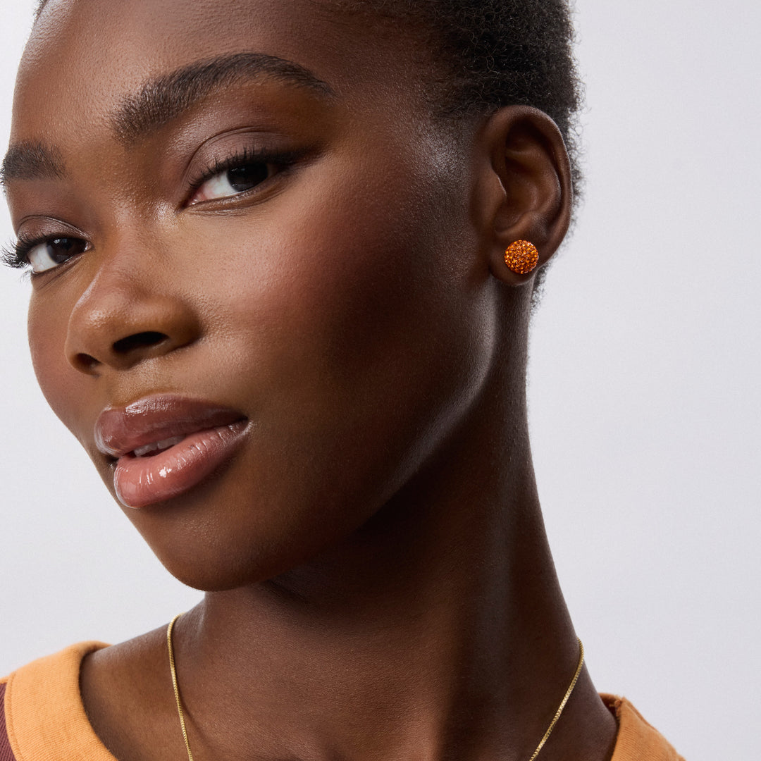 Edmonton Oilers Hillberg & Berk Orange Sparkle Ball Stud Earrings