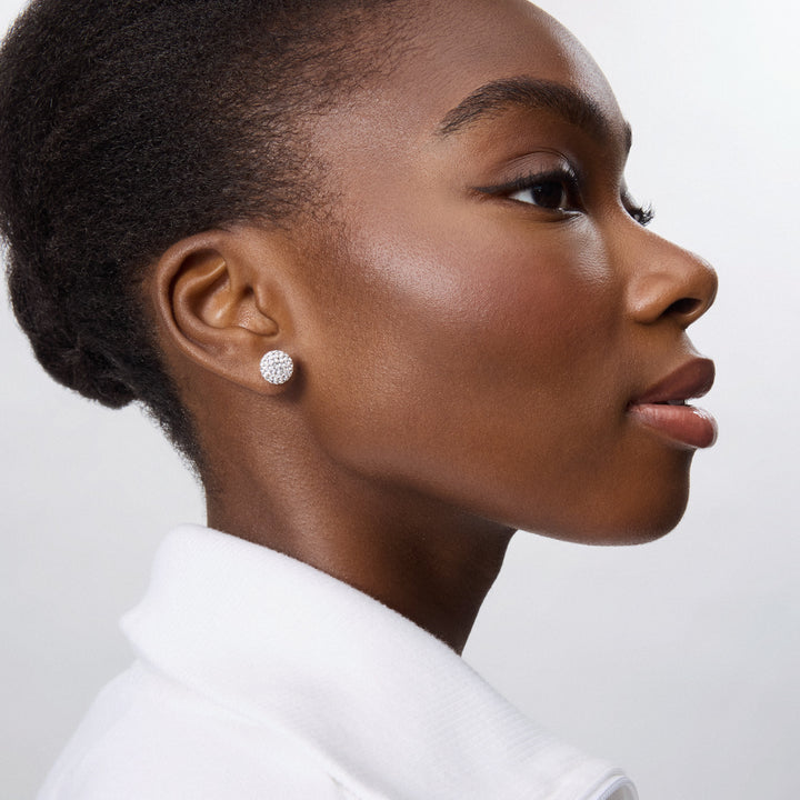 Edmonton Oilers Hillberg & Berk White Sparkle Ball Stud Earrings