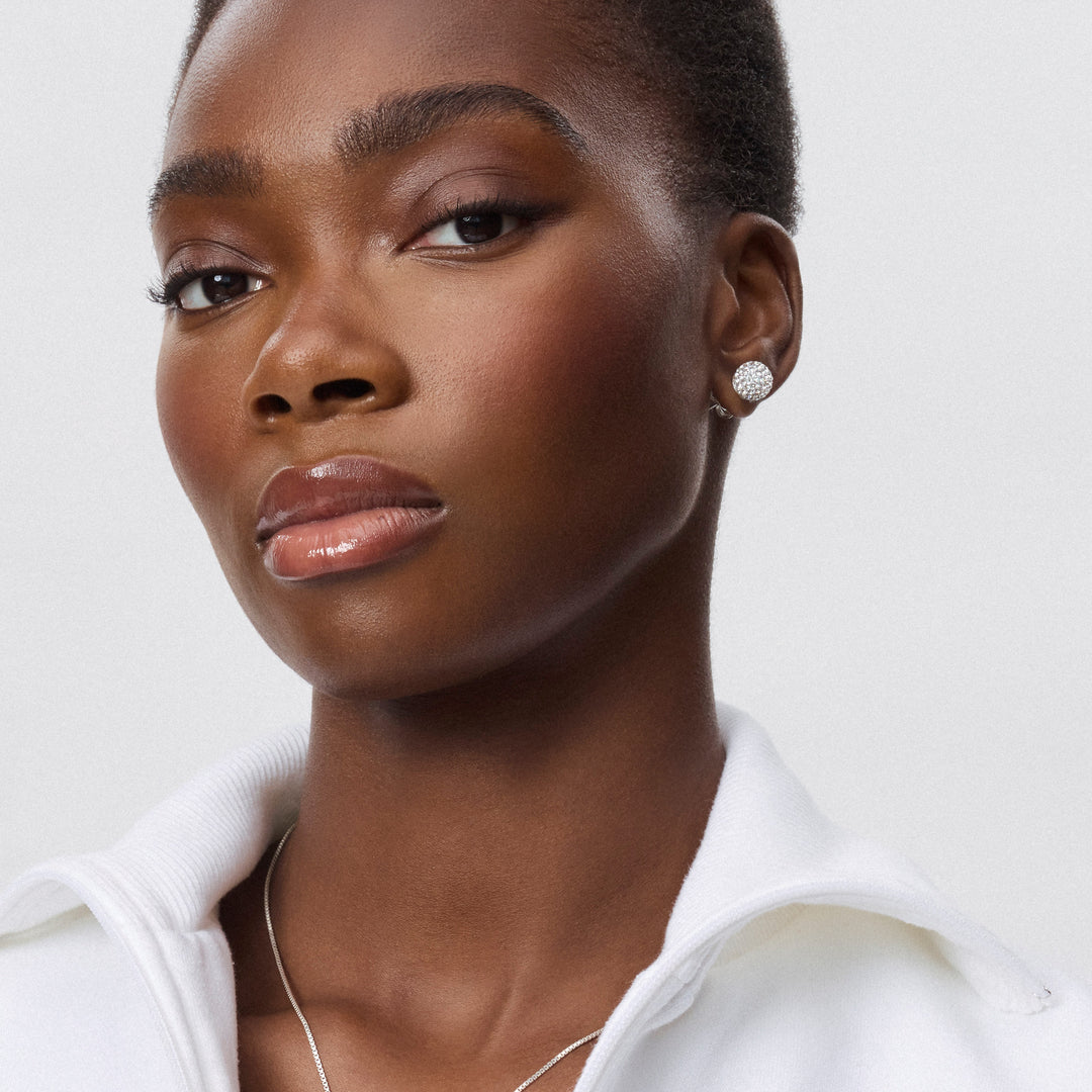 Edmonton Oilers Hillberg & Berk White Sparkle Ball Stud Earrings