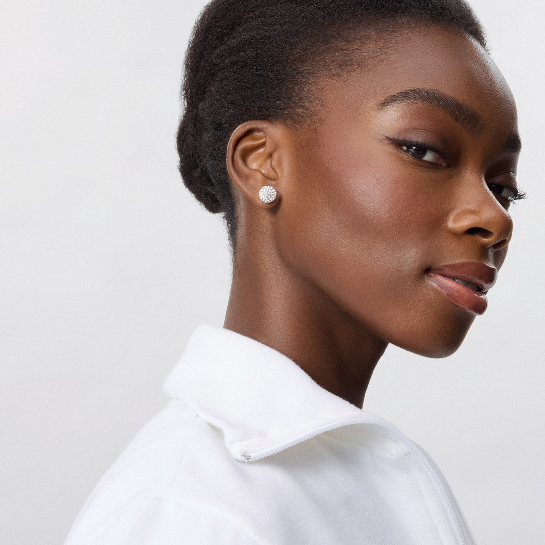 Edmonton Oilers Hillberg & Berk White Sparkle Ball Stud Earrings