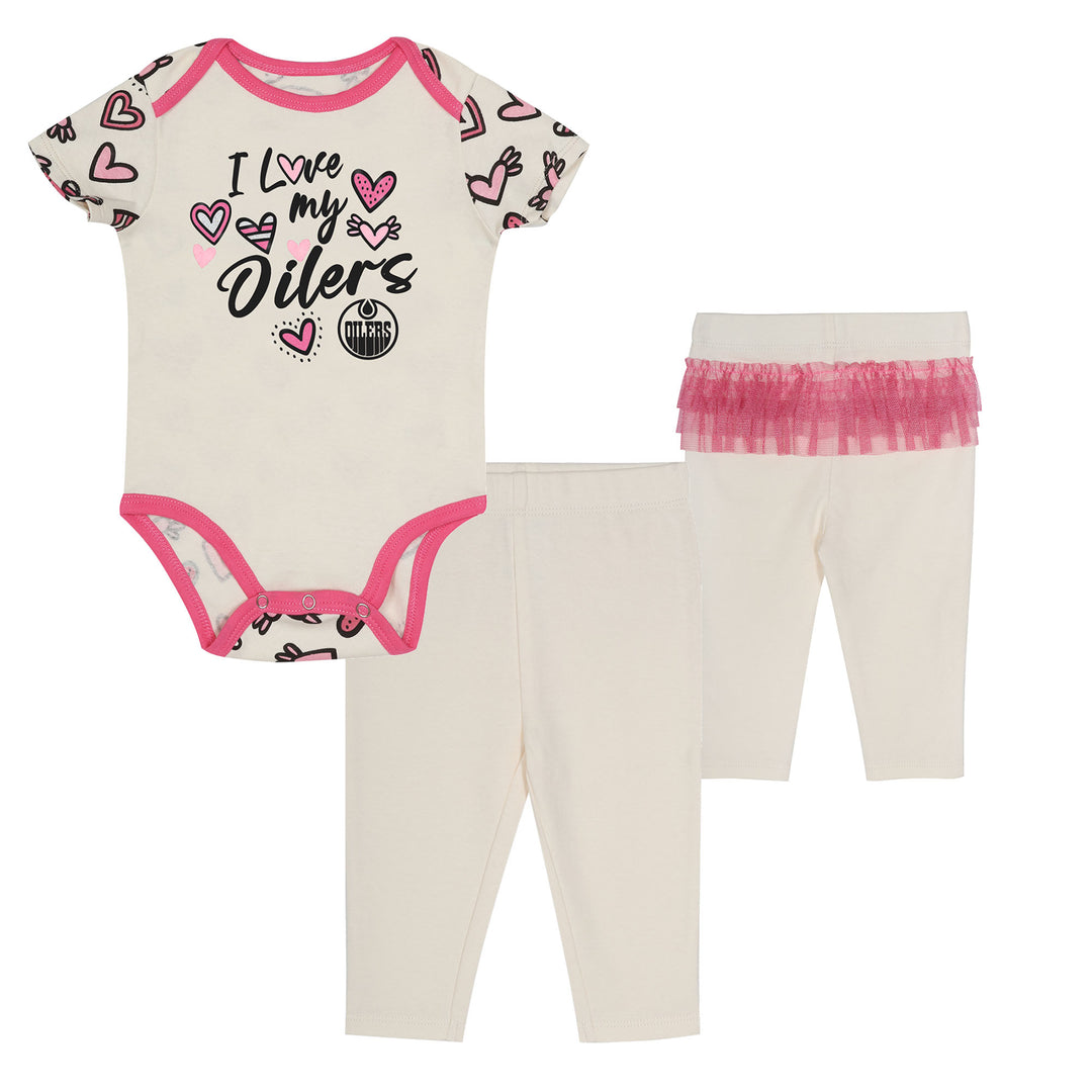 Edmonton Oilers Infant Outerstuff Lovely Hearts 2-Piece Creeper Set