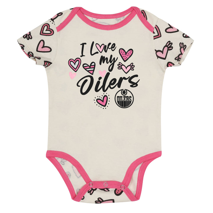 Edmonton Oilers Infant Outerstuff Lovely Hearts 2-Piece Creeper Set