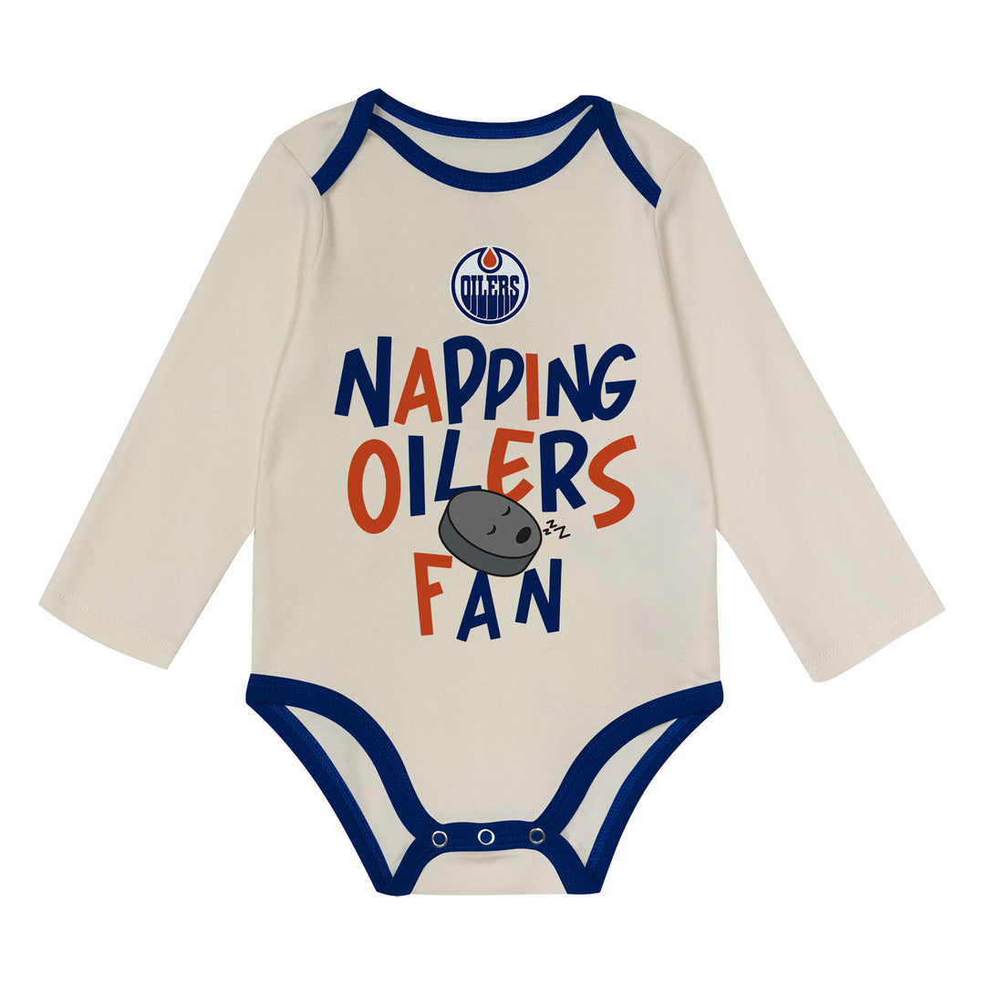 Edmonton Oilers Infant Outerstuff Napping Champ 3-Piece Creeper Set
