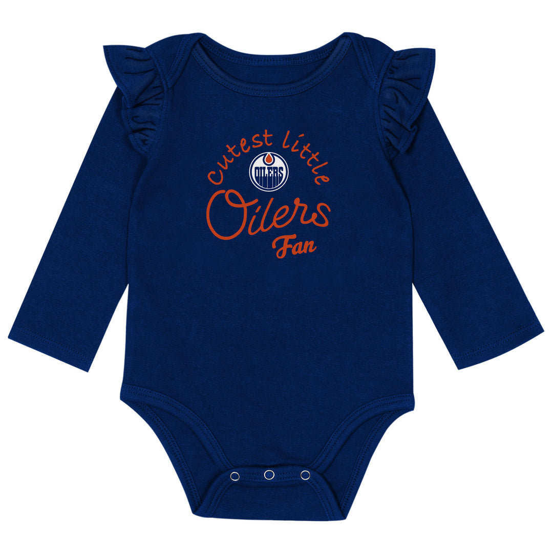 Edmonton Oilers Infant Outerstuff Play Date 3-Piece Creeper Set