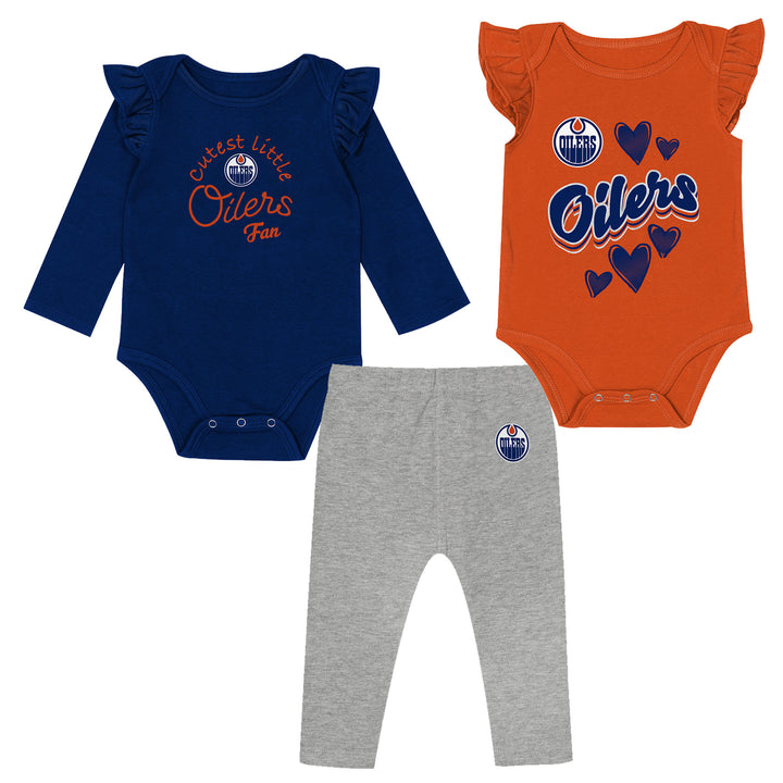 Edmonton Oilers Infant Outerstuff Play Date 3-Piece Creeper Set