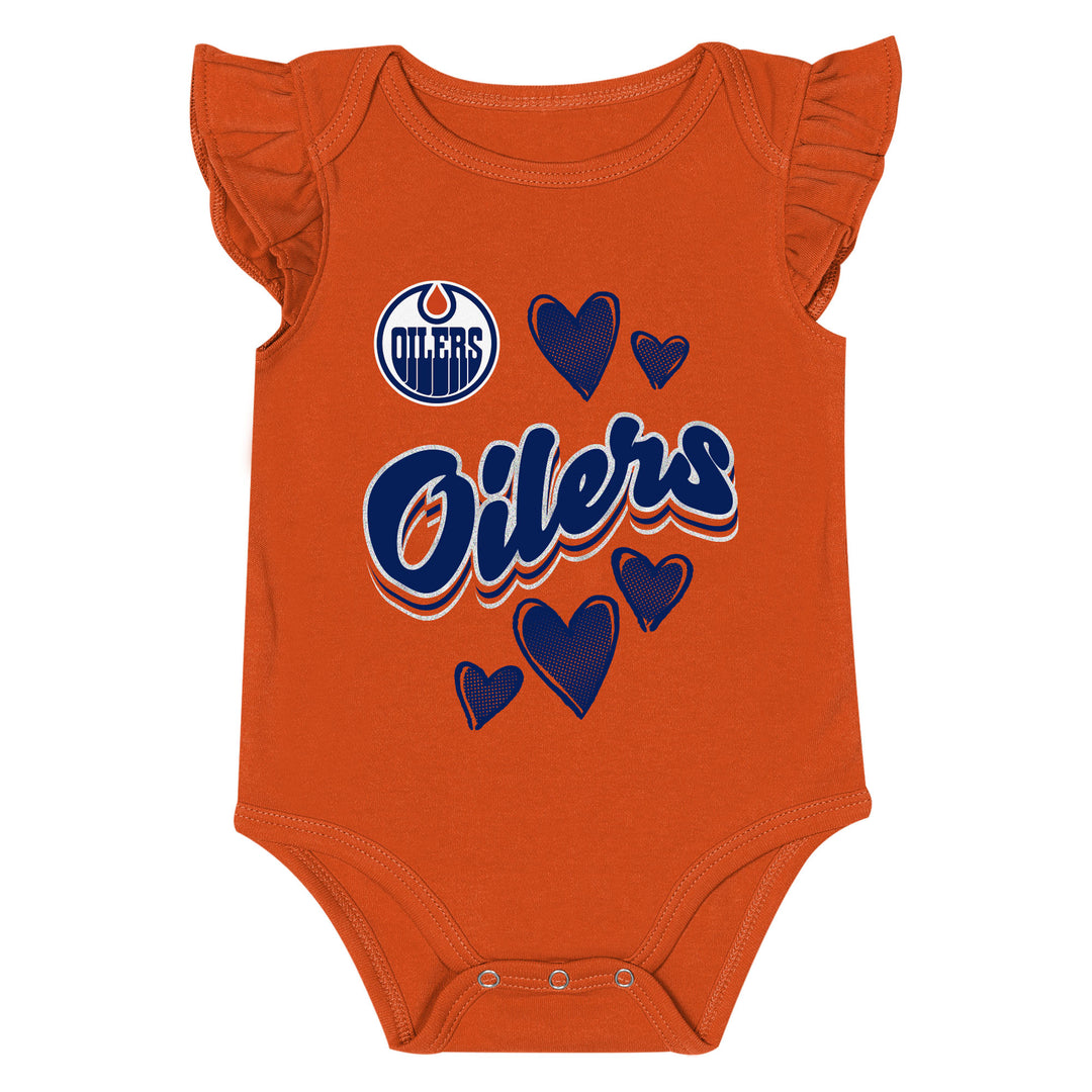 Edmonton Oilers Infant Outerstuff Play Date 3-Piece Creeper Set