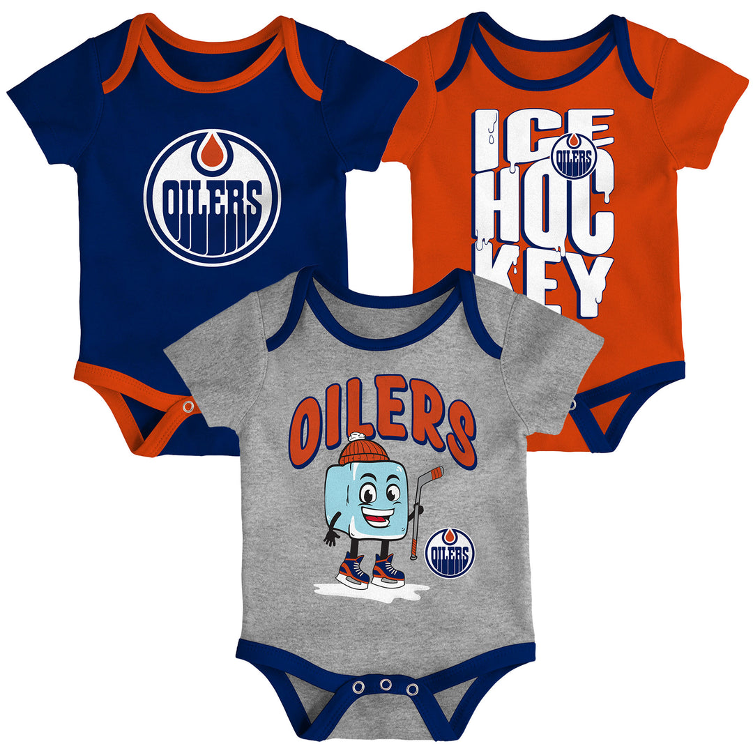 Edmonton Oilers Infant Outerstuff Triple Header 3-Piece Creeper Set