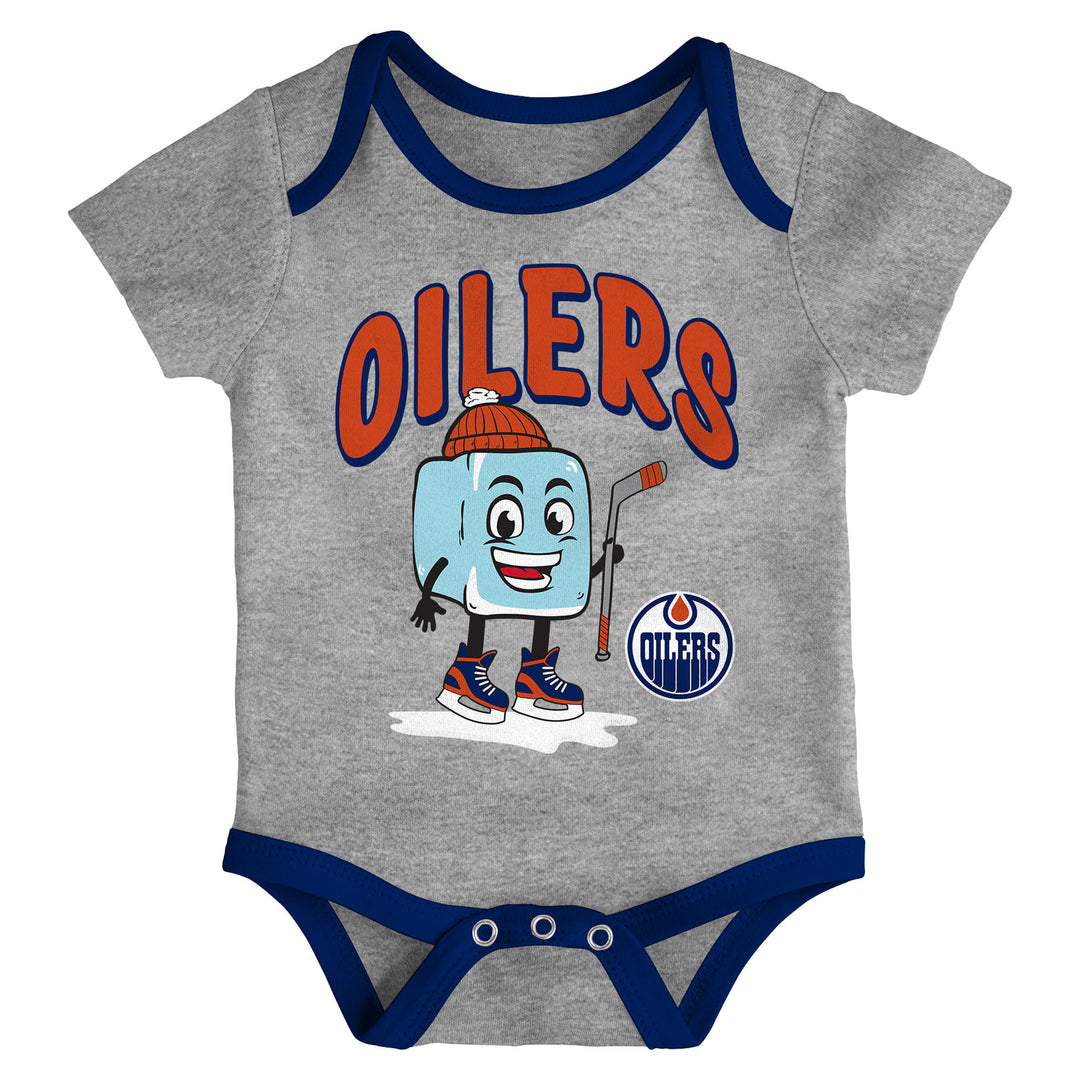 Edmonton Oilers Infant Outerstuff Triple Header 3-Piece Creeper Set