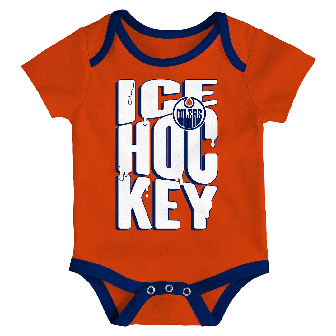 Edmonton Oilers Infant Outerstuff Triple Header 3-Piece Creeper Set
