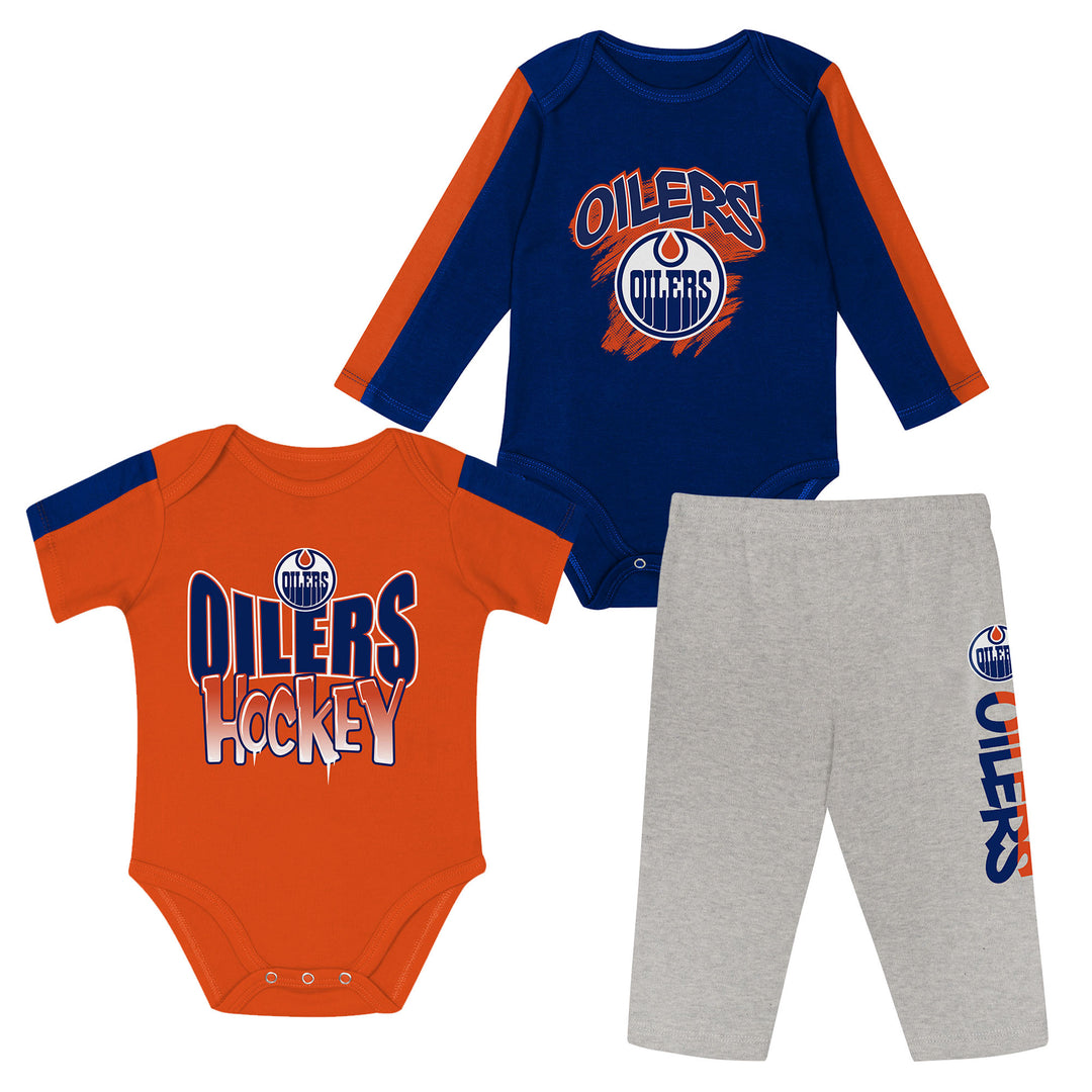 Edmonton Oilers Infant Outerstuff Wild Card 3-Piece Creeper Set