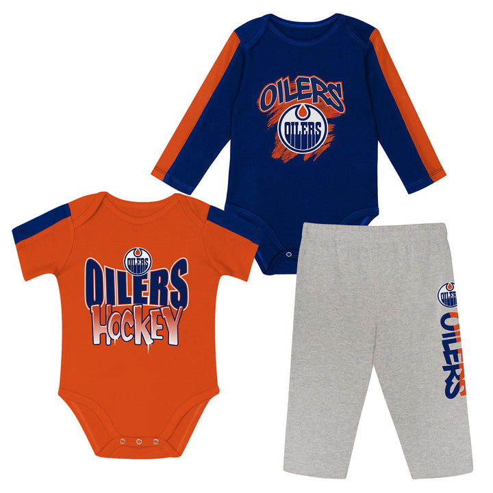 Edmonton Oilers Infant Outerstuff Wild Card 3-Piece Creeper Set