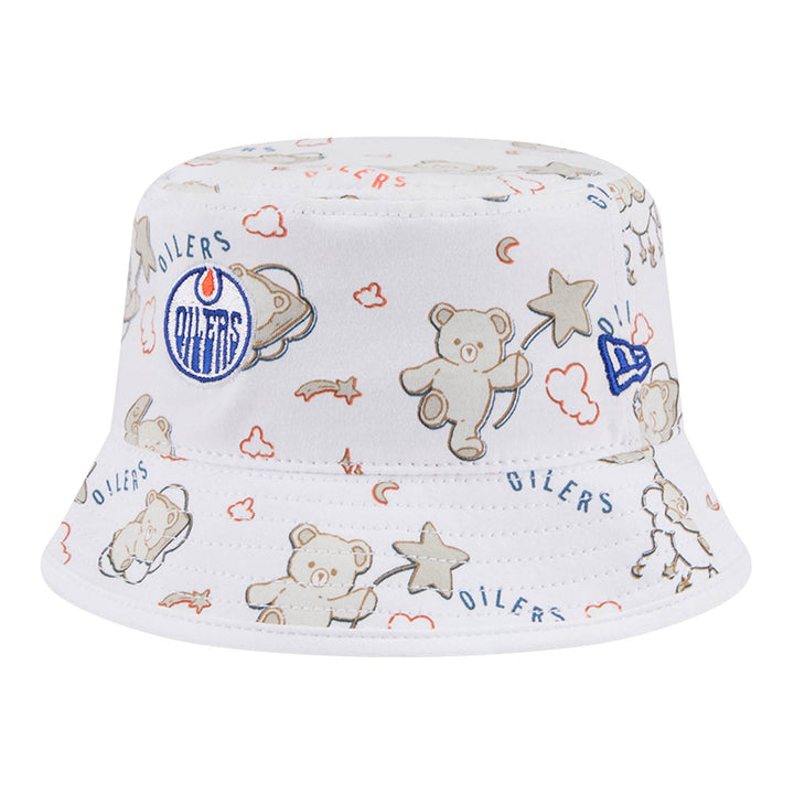 Edmonton Oilers Kid's New Era Teddy White Bucket Hat