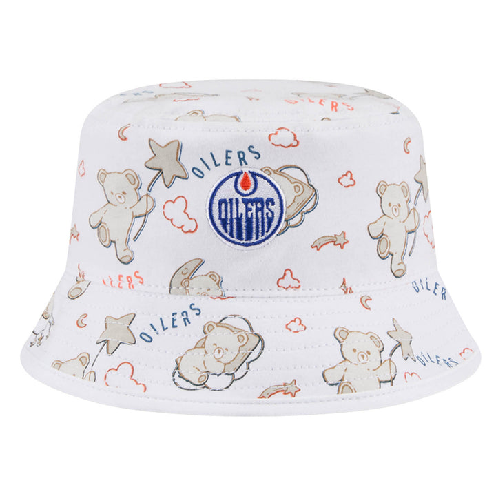 Edmonton Oilers Kid's New Era Teddy White Bucket Hat