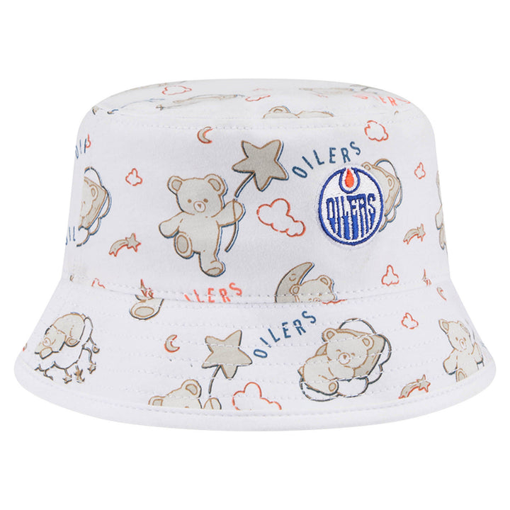 Edmonton Oilers Kid's New Era Teddy White Bucket Hat