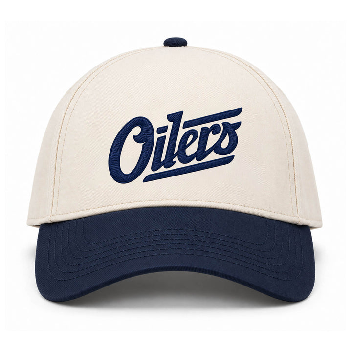 Edmonton Oilers Line Change Cream & Navy Alternate Logo Snapback Hat