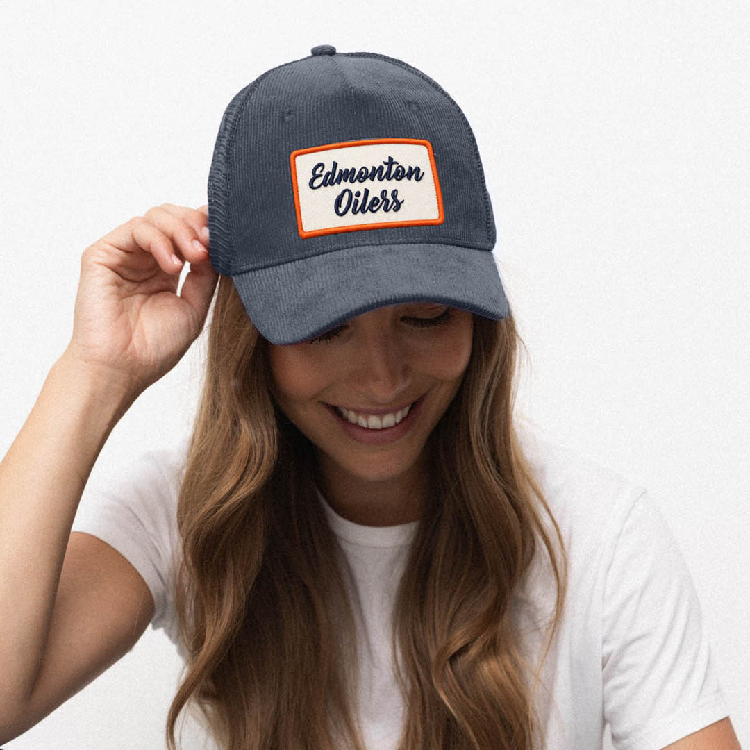 Edmonton Oilers Line Change Navy Corduroy Snapback Hat