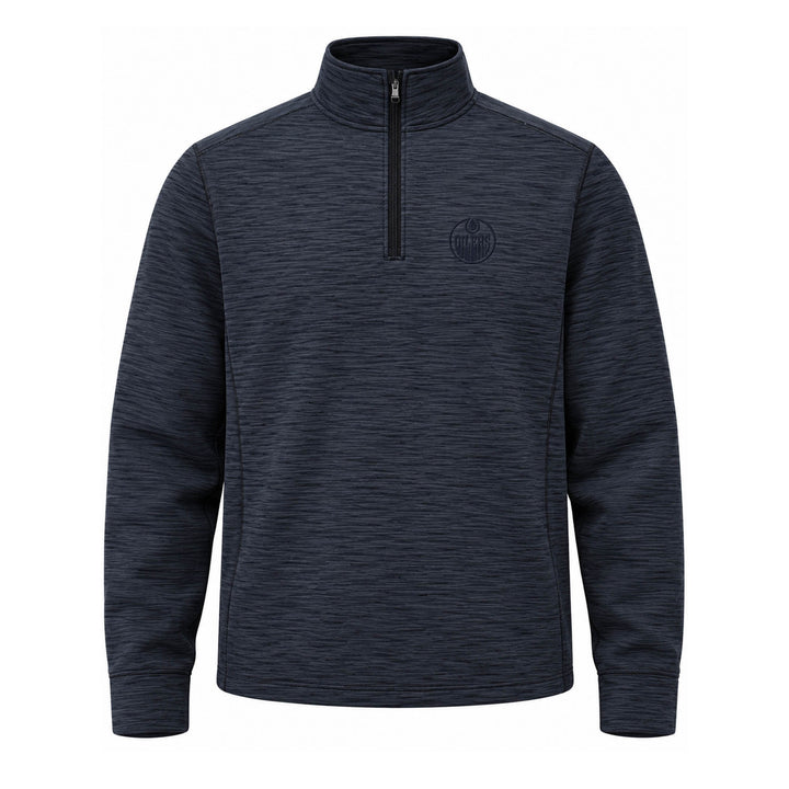 Edmonton Oilers Line Change Navy Heathered Half-Zip Sweatshirt