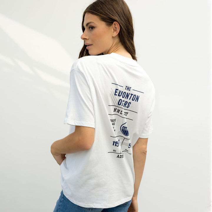 Edmonton Oilers Line Change Oversized Ticket White T-Shirt