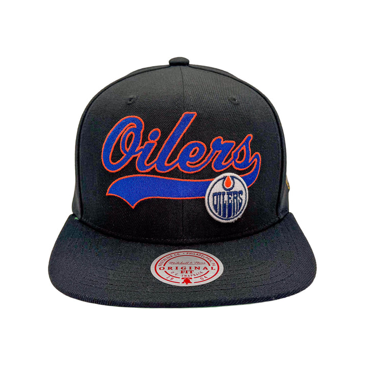 Edmonton Oilers Mitchell & Ness Black Oversweep Snapback Hat