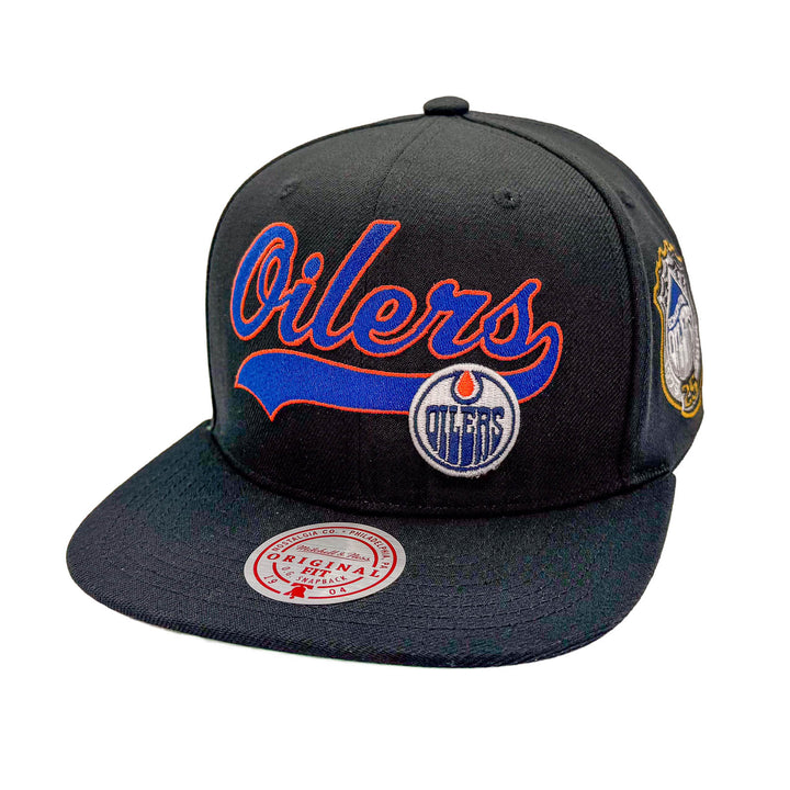 Edmonton Oilers Mitchell & Ness Black Oversweep Snapback Hat