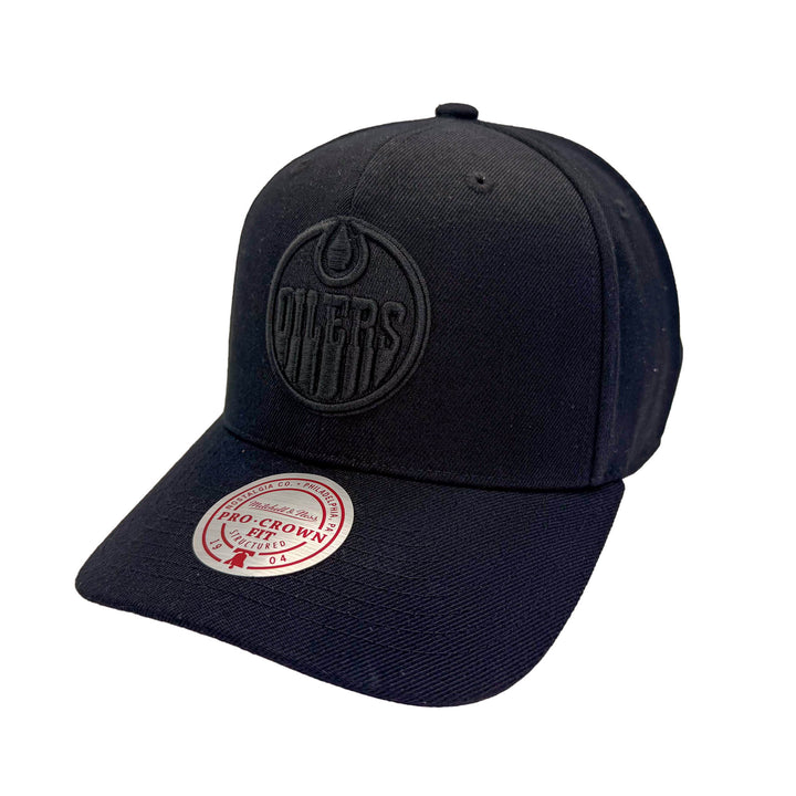 Edmonton Oilers Mitchell & Ness Black Tonal Pro Crown Snapback Hat