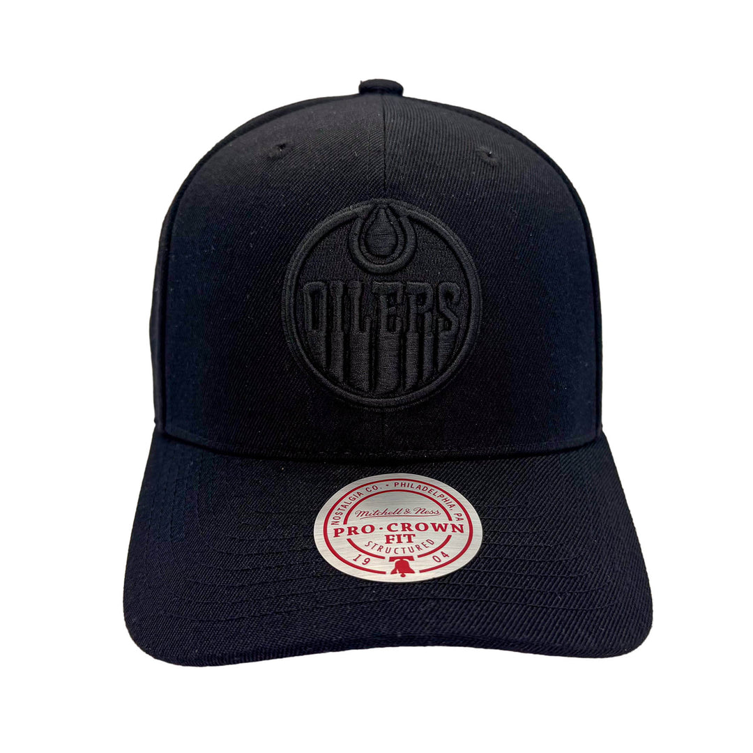 Edmonton Oilers Mitchell & Ness Black Tonal Pro Crown Snapback Hat