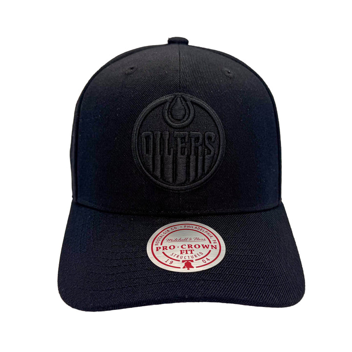 Edmonton Oilers Mitchell & Ness Black Tonal Pro Crown Snapback Hat